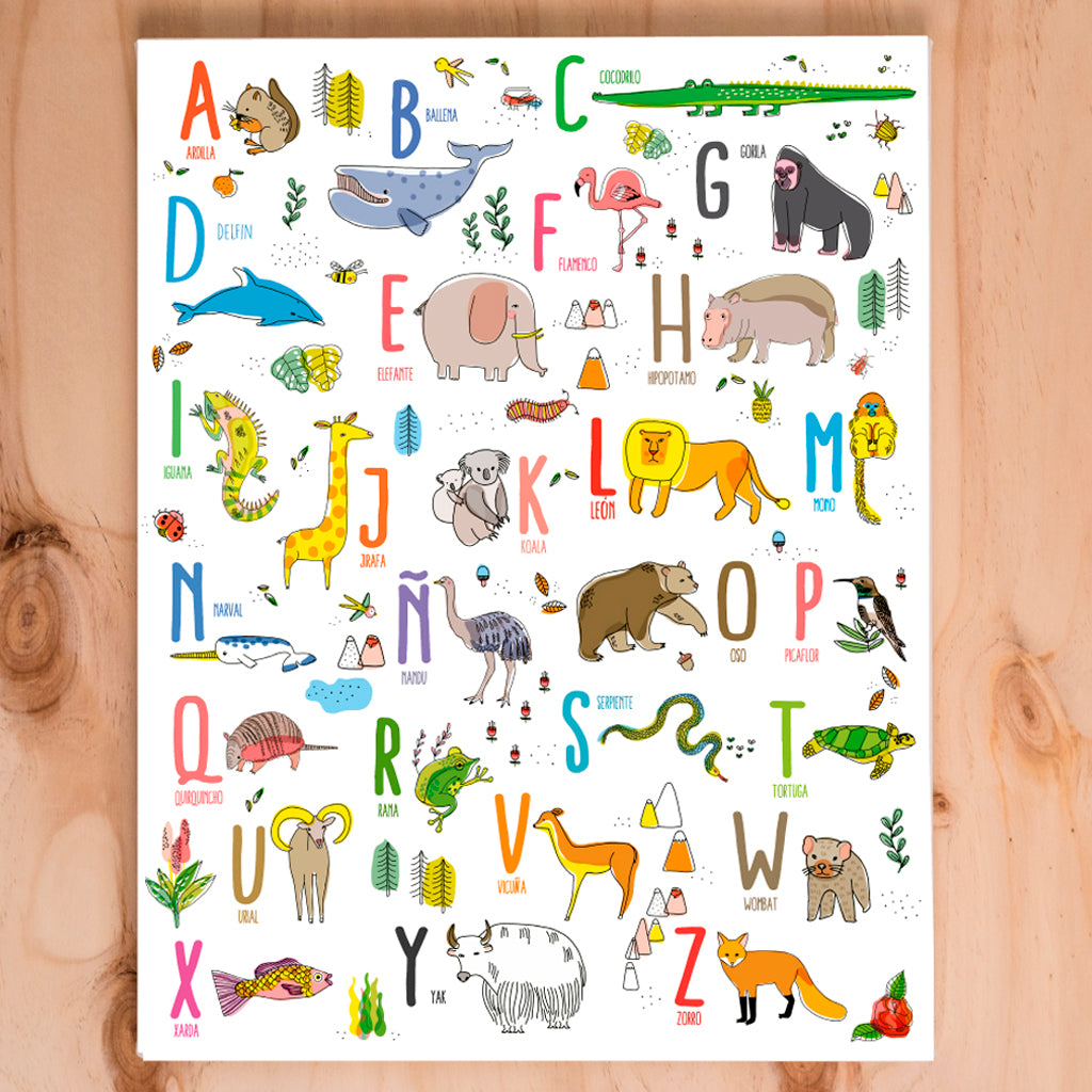 Cuadro Abecedario de animales – PajaritoDeMimbre